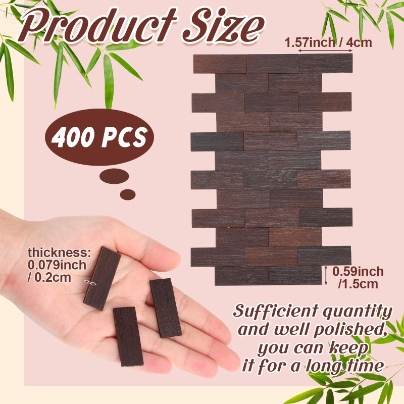 Burbell 400 Pcs Miniature Dollhouse Flooring 1: 12 Scale Mini Wooden Dollhouse Floor Boards Geometric Bamboo Furniture for Model Accessories(Dark Brown) - Image 2